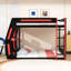 Lit superposé double en bois avec bande lumineuse, ports de charge et bureau-902928471
