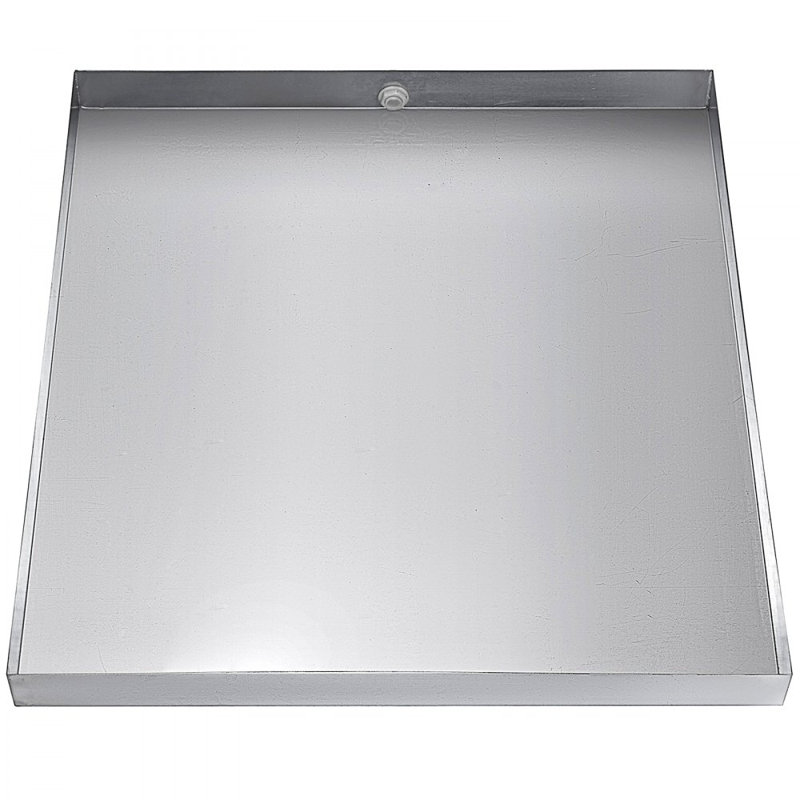 27 x 25 x 2.5 Inch Washing Machine Pan 18 GA Thickness 304 Stainless Steel Heavy Duty Compact Washer Drip Tray with Drain Hole & Hose Adapter