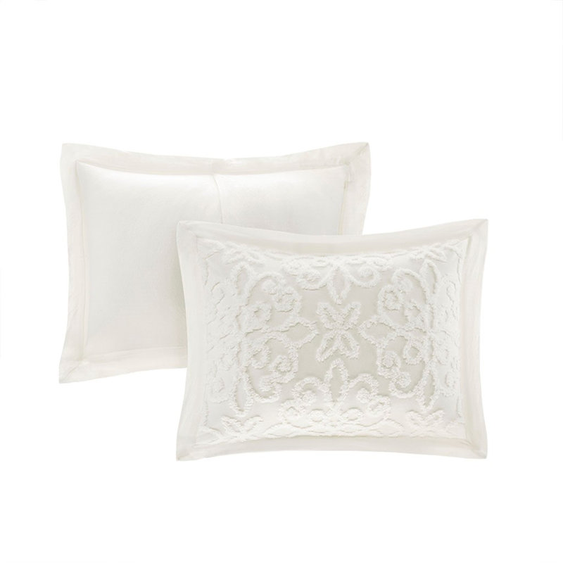 3 Piece Tufted Cotton Chenille Bedspread set, Off White