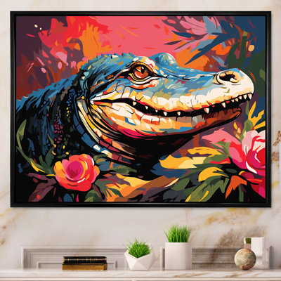 Popart alligator Blooms II - crocodile, art mural
