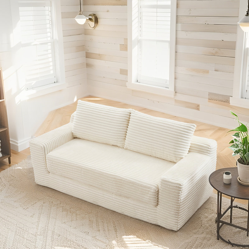 Canapé convertible avec mousse à mémoire de forme, structure en acier, aucun assemblage requis, conception compacte pour petits espaces et appartements (beige)