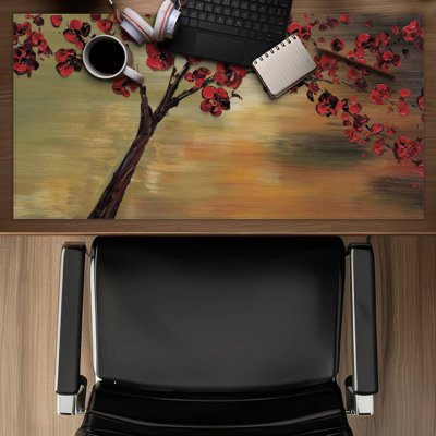 Red flowers tree - 15.75"x31.50" Desk mat