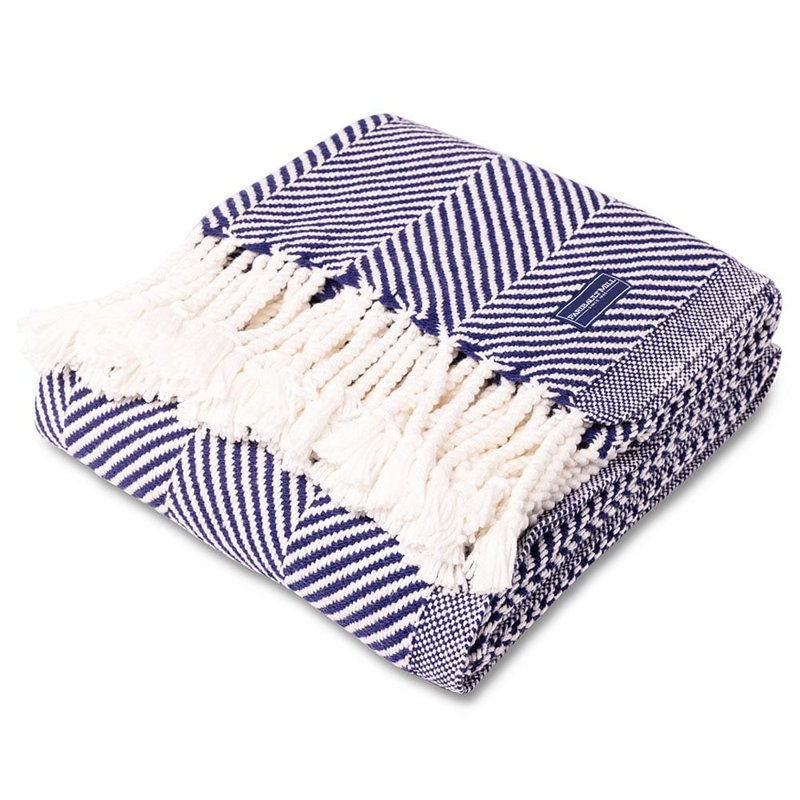 Jeté en coton Coastal Monhegan, Chevron marine