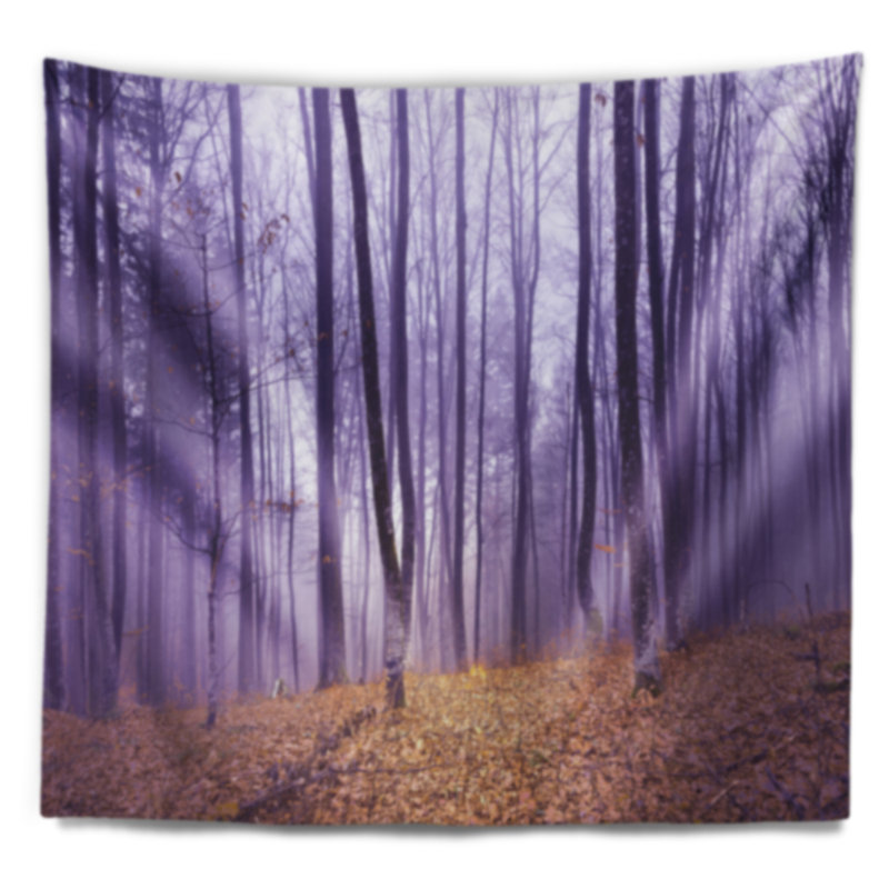 Tapisserie forêt magenta brumeux, H 78 po x l 92 po