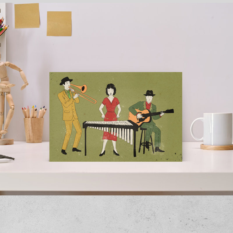 Rétro bande de jazz classique rétro élégante, art mural, H 18 po x l 12 po