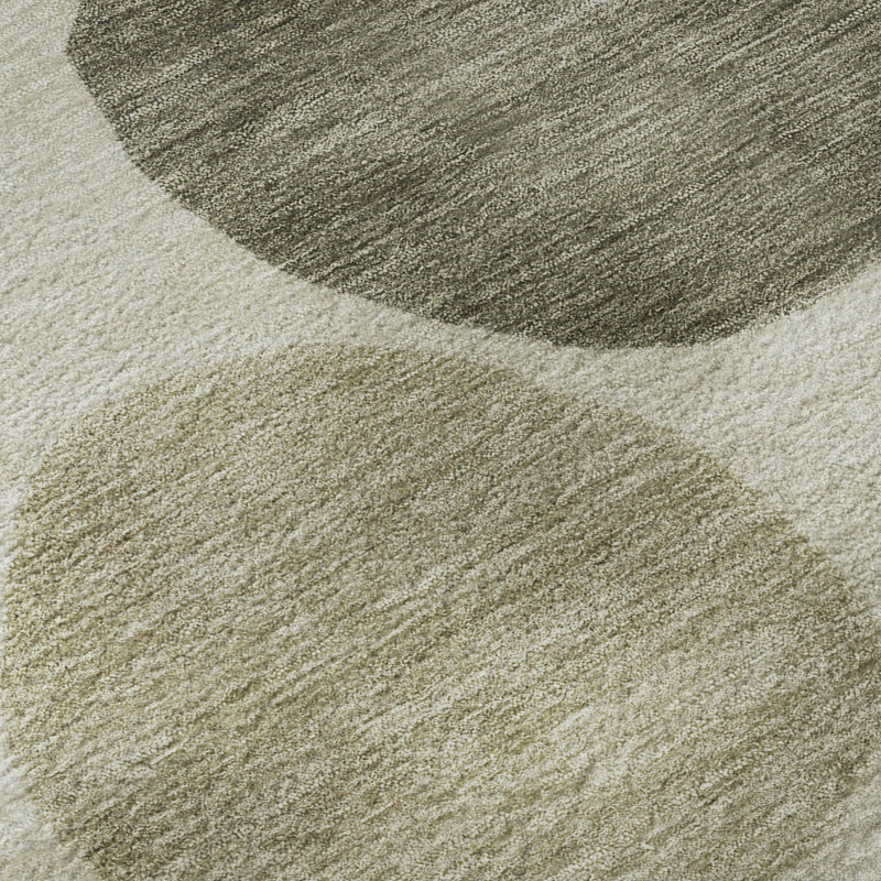 Tapis géométrique de qualité supérieure lavable à la machine Mayfield, Taupe, Rond 8 pi