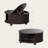 Round Coffee Table with Storage, 31.5" Mid Century Modern Fluted Coffee Table with 360° Curved Sliding Door-1472081140