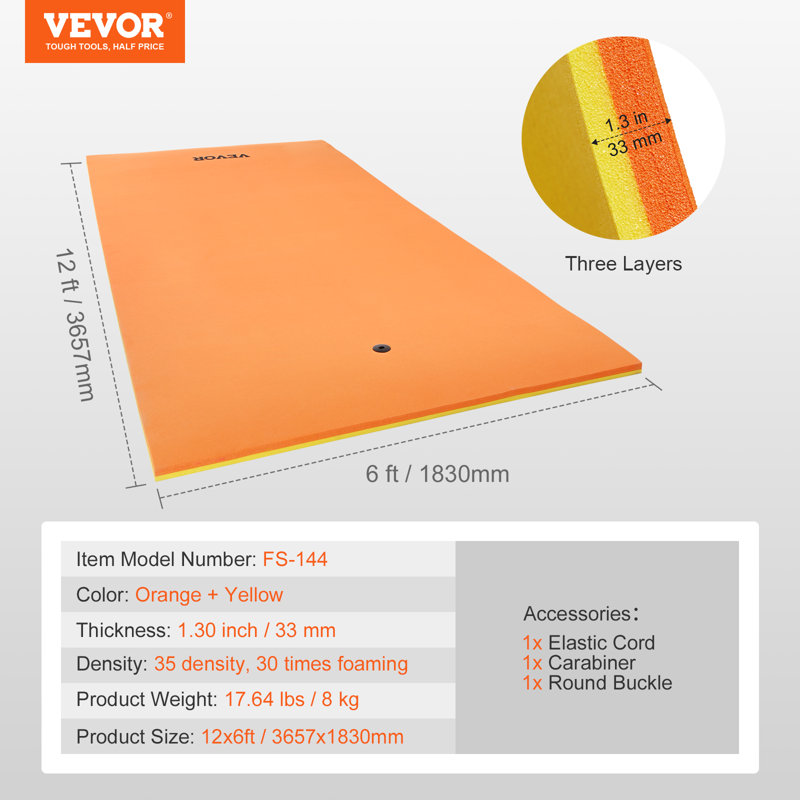 Large Orange and Yellow Tear-Resistant XPE Foam Floating Island