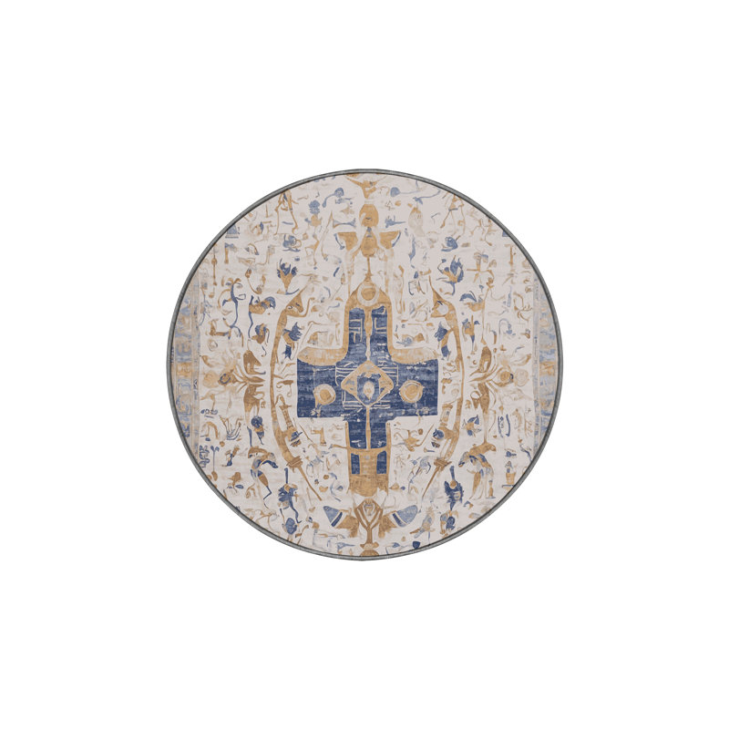 Tapis gris lavable à la machine, Rond 8 pi