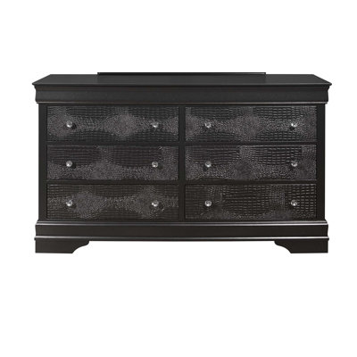 Commode horizontale en bois manufacturé avec 6 tiroirs