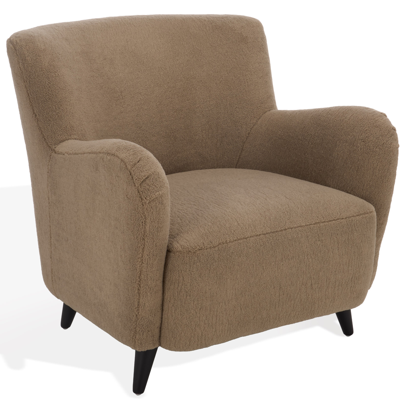 Rayanne Large Wingback Chair, Brown Faux Shearling
