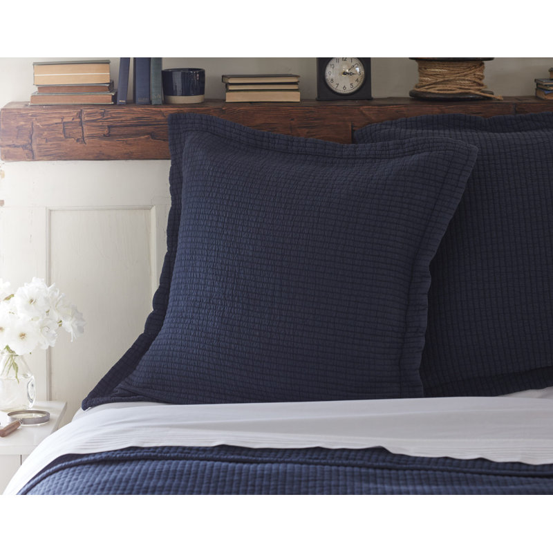 Hudson Stripe Cotton Blend No Sham Set, Euro, Navy