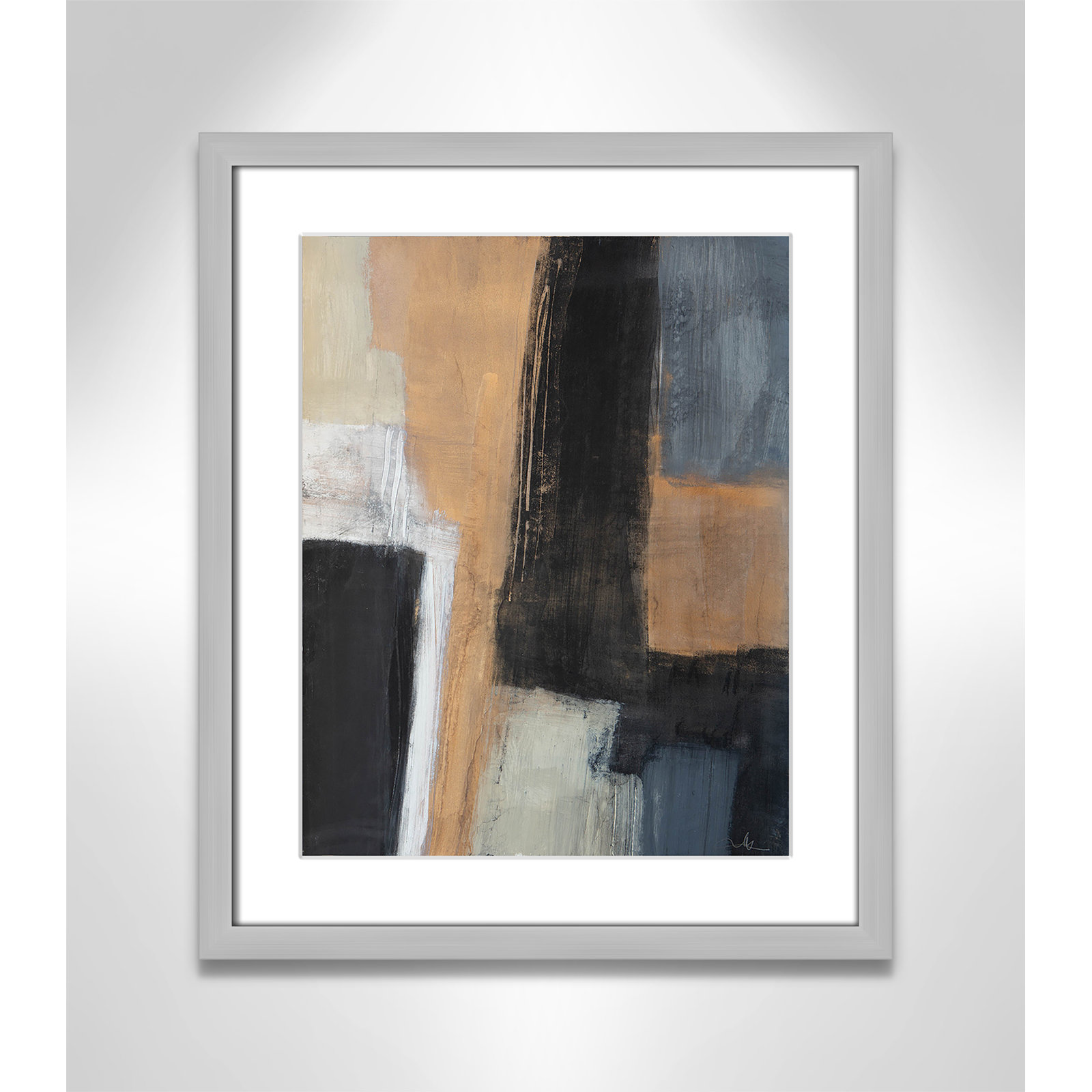 Metallic Slate I Print, 19" H x 16" W x 1.25" D, Silver Matted Picture Framed