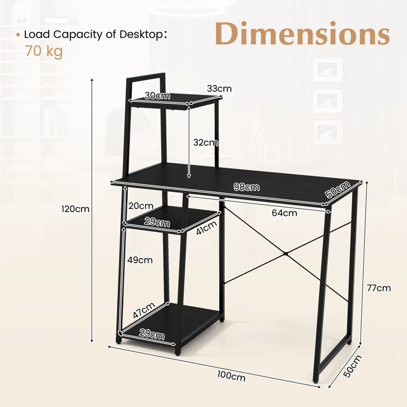 Amarea Metal Base Computer Desk, Black