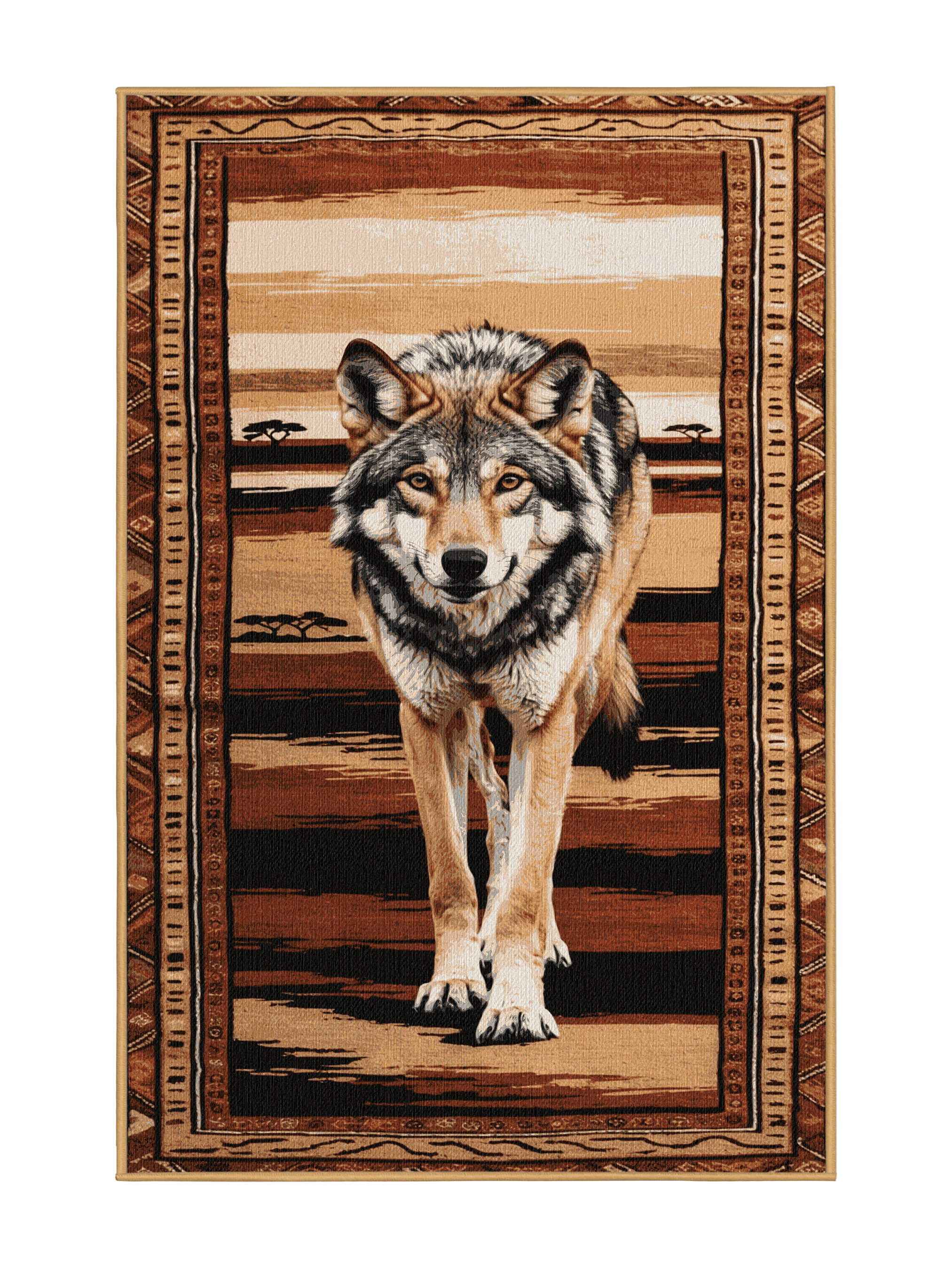 Foundry Select Washable Ethiopian Wolf Wildlife Area Rug | Wayfair