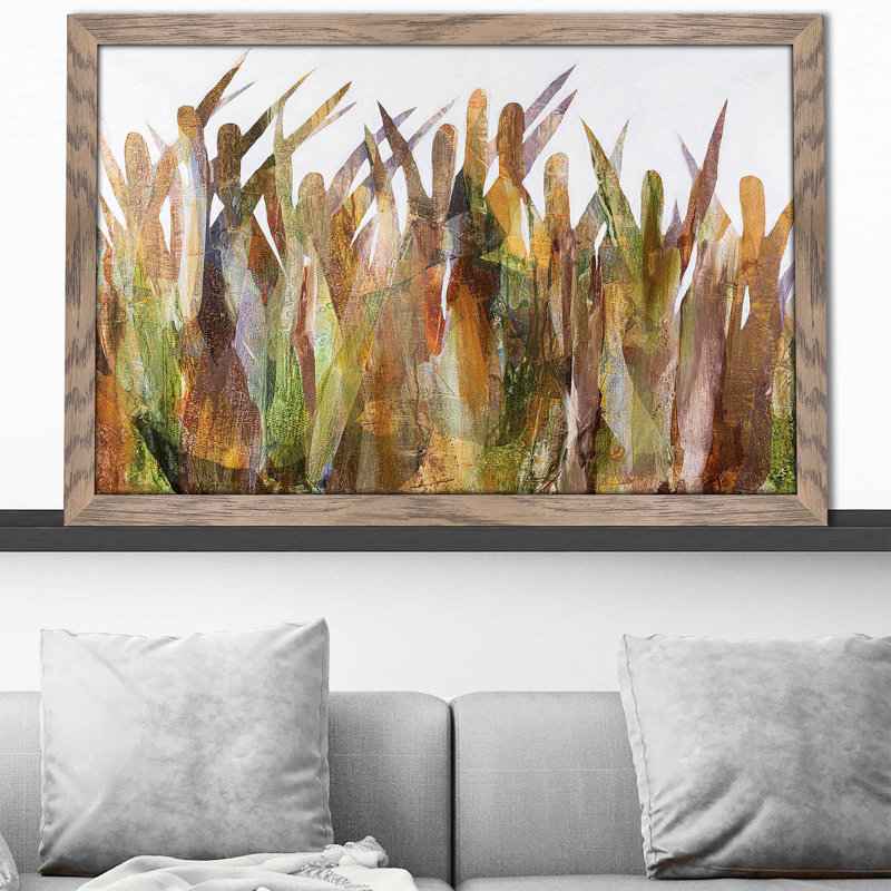 Quenouilles II - Peinture, Cadre taupe délavé, H 27,5 po x l 39,5 po x P 0,75 po
