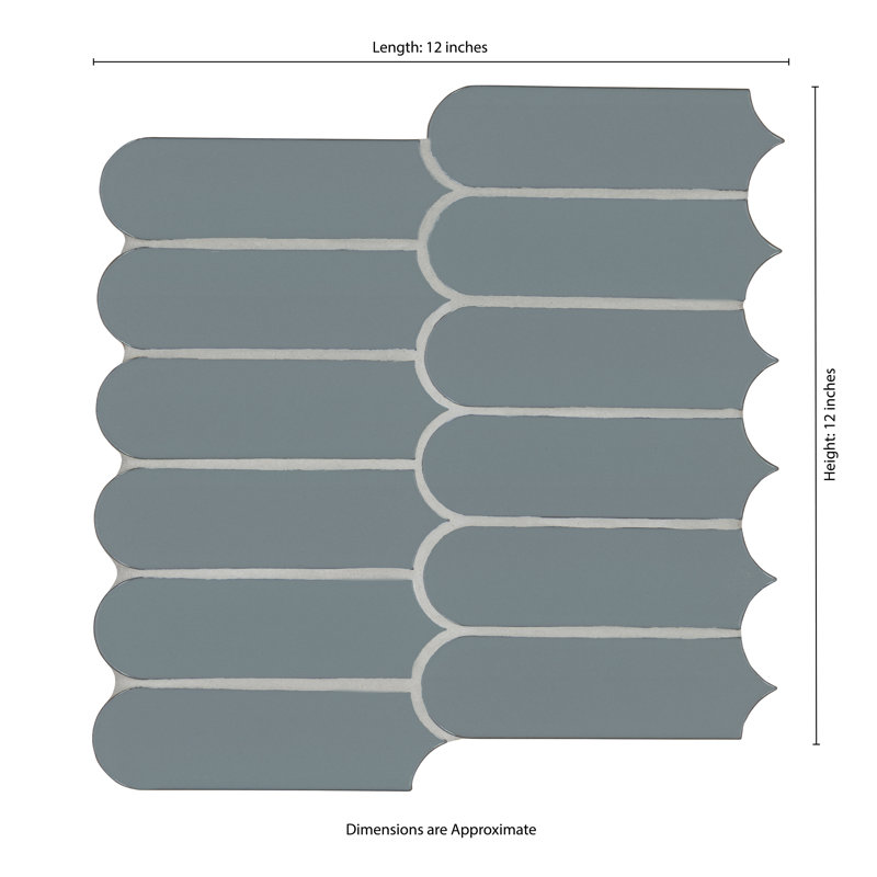 Carreau de mosaïque de plancher et de mur en porcelaine brillante Blue Maris Scale 12 po x 12 po