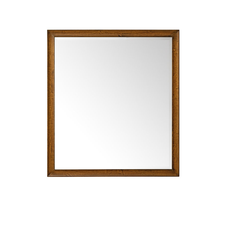 Glenbrooke Solid Wood Beveled Wall Mirror, 40" x 36", Whitewashed Oak