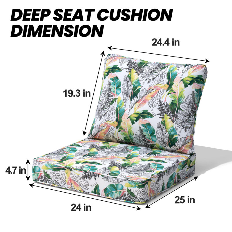 Latitude Run® 4.7'' Thick Outdoor Seat / Back Cushion, Green Floral