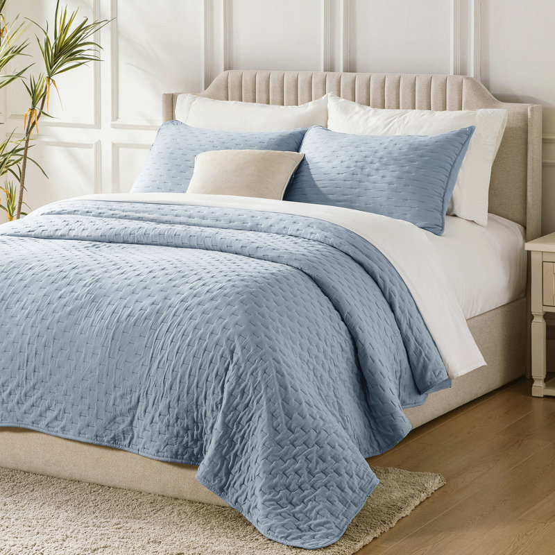 Polyester Quilt Set, Queen Quilt + 2 Pillowcases, Venetian Blue