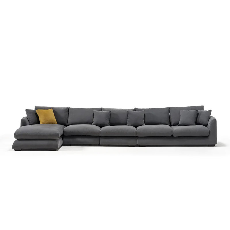 Canapé modulaire Delaia, Accoudoir à gauche (vu de face), Mélange de lin gris