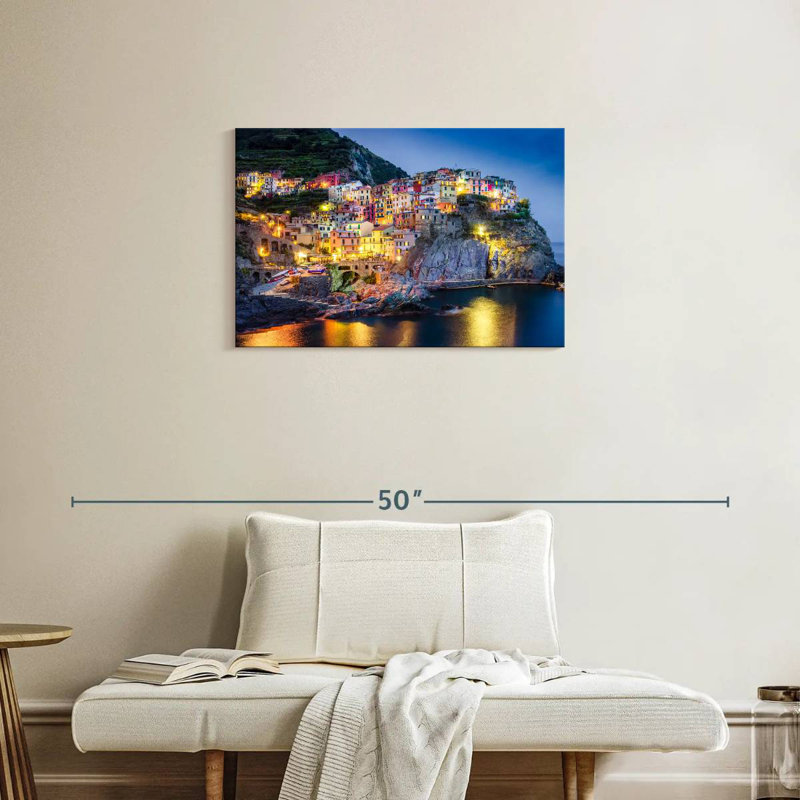 Vue de nuit des Cinque Terre Gillard, H 20 po x l 30 po
