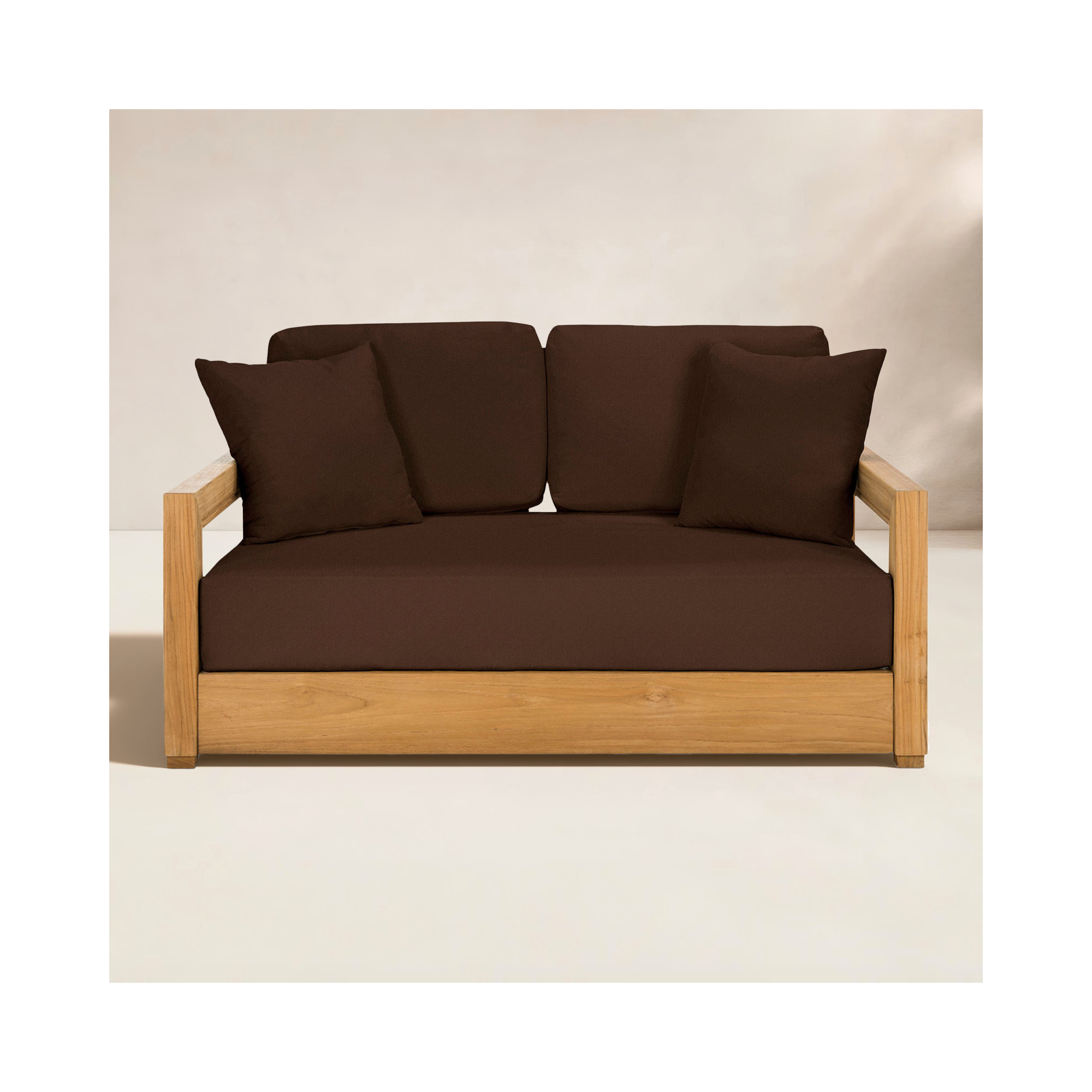 Melrose 53" Teak Outdoor Loveseat, Dark Brown