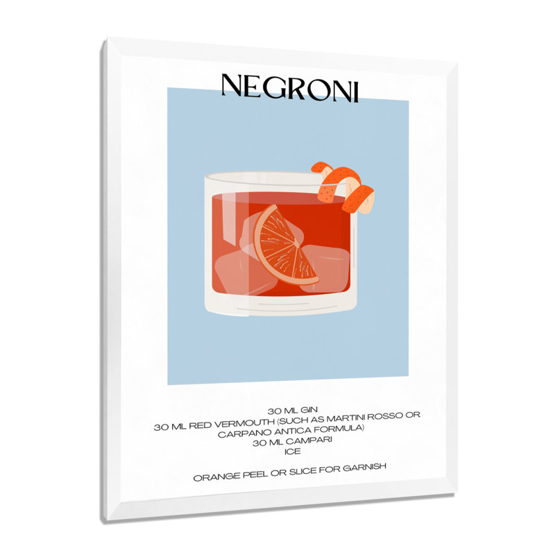 «Negroni Old Fashioned Glass Cocktail», reproduction d'art mural, Cadre photo blanc, H 32 po x l 24 po