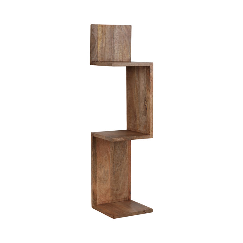 Geralds Mango Wood Geometric Wall Shelf, 33'' Floating Storage Display for Home & Office
