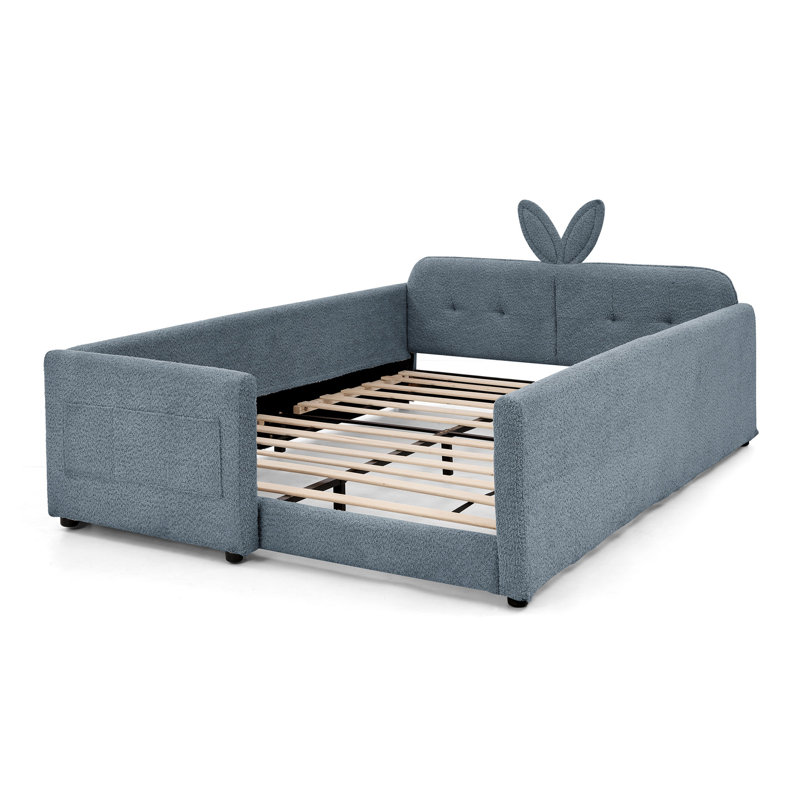 Lit plateforme tapissier pleine grandeur Aurelia, Blue