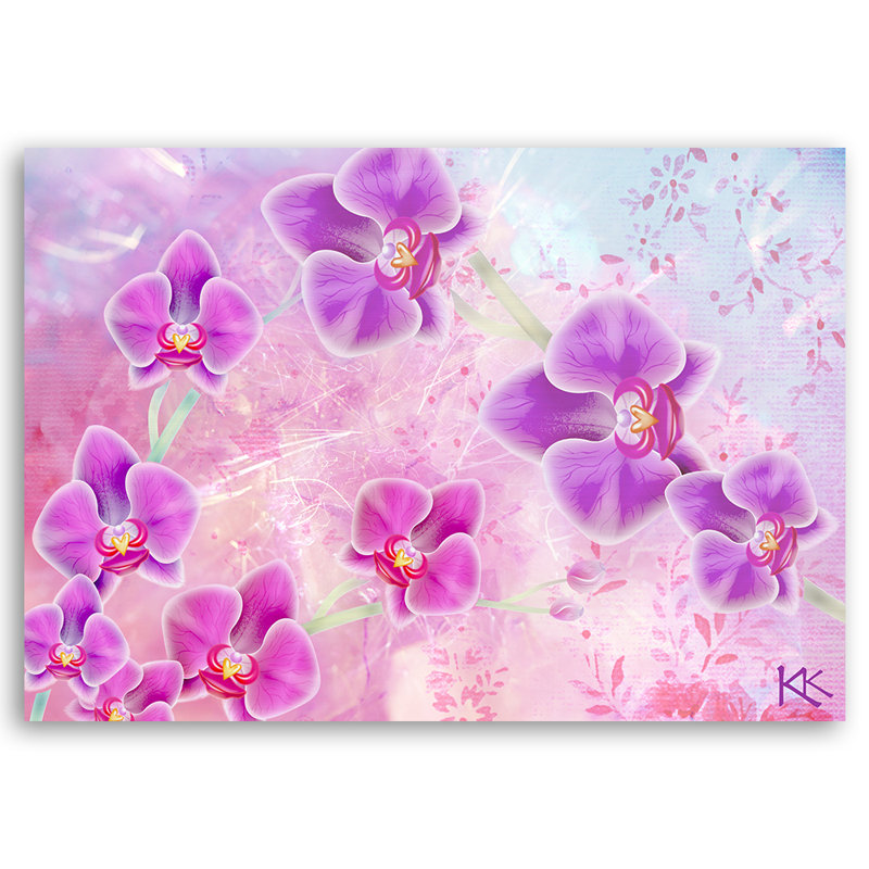 Mural, Orchid Flowers Abstraction - No Frame Print on Canvas, 70cm H x 100cm W
