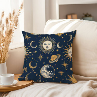 Astronomy and Space Sun and Moon I Stars Pillow Cover