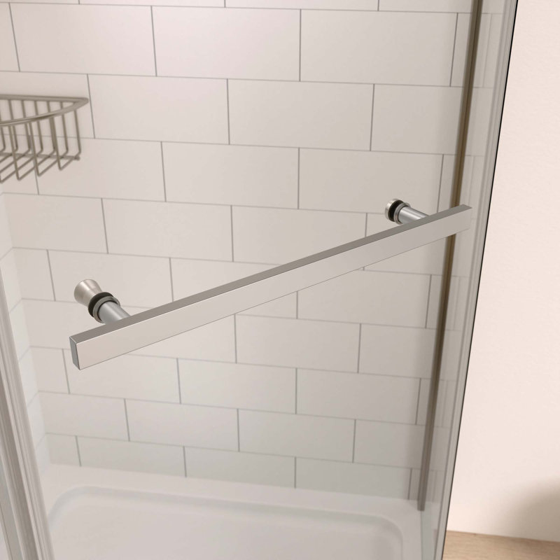 Porte de douche pivotante, avec verre trempé de 1/4 po, cabine de douche néo-angle sans cadre, Chrome chrome