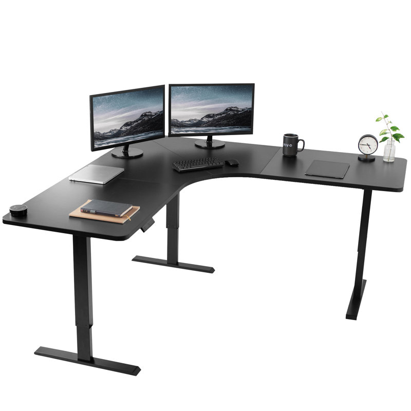 Bureau de coin courbé électrique 71 "x 71" VIVO (série E3CB2), Noir