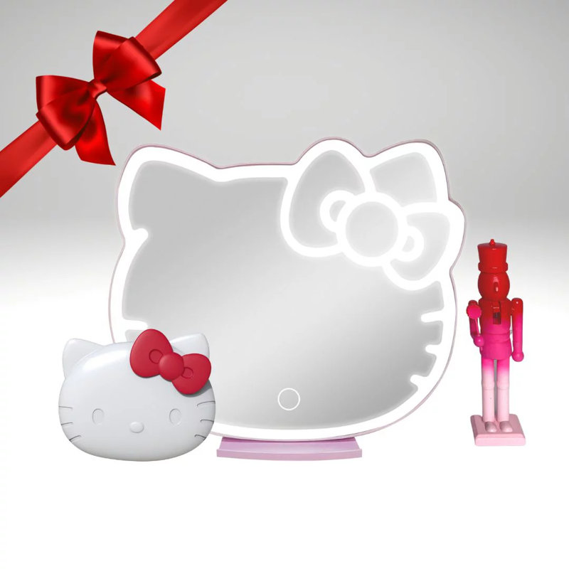 Hello Kitty On-The-Go Bundle with Kawaii Compact Mirror and Supercute Tri-Tone LED Table Mirror