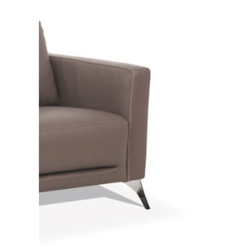 Chaise en cuir taupe de Malaga (assemblée), Cuir taupe