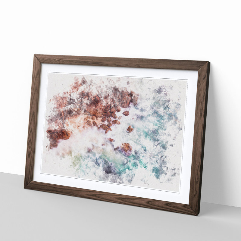 Rock Meeting the Ocean - Picture Frame Painting Print, Walnut Framed, 62cm H x 87cm W x 2cm D