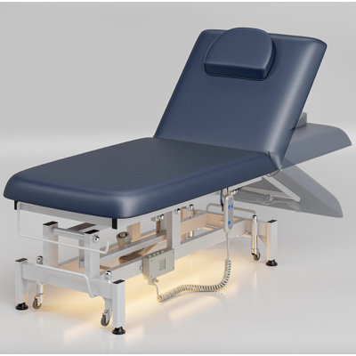 Table de massage électrique pour la physiothérapie, table de traitement de physiothérapie à 2 sections réglable en hauteur avec dossier rabattable, table d'exercices chiropratiques pour la maison, la clinique, le massage, l'acupuncture, bleu