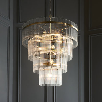 Geira 16lt Tiered Pendant light finished in Ant. Brass