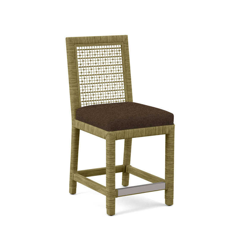 Pine Isle 24" Counter Stool, Sunbrella Beige Pinstripe; 6205-74, Brass