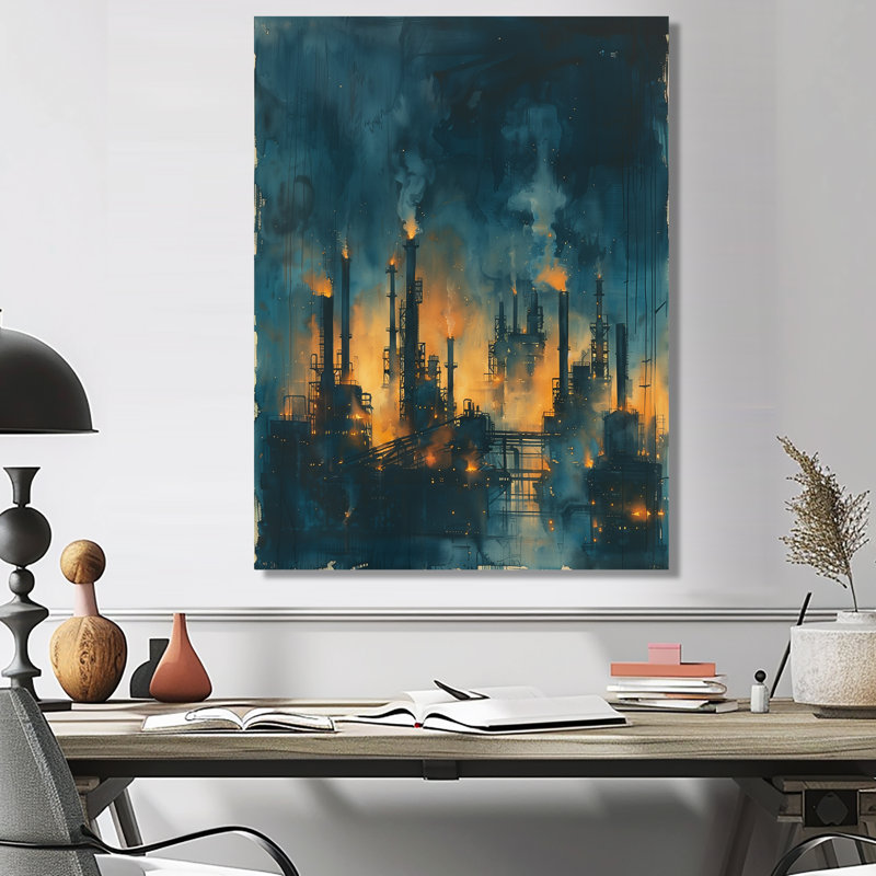 Décoration murale «Blue Metals» de Metropolis, Black Picture Framed, 32" H x 24" W