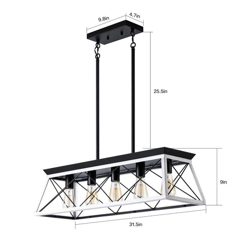5- Salle à manger - Luminaire suspendu à hauteur réglable en bois de fer à hauteur réglable