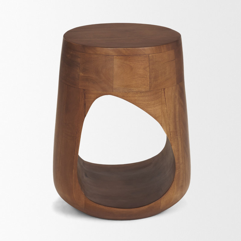 Cove Sculptural Open Side Table, Medium Brown