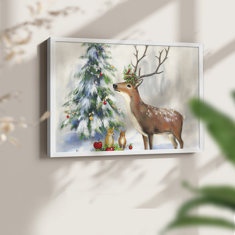 Art de Noël - XCI - Reproduction encadrée - Restickable, H 11 po x l 14 po, Blanc