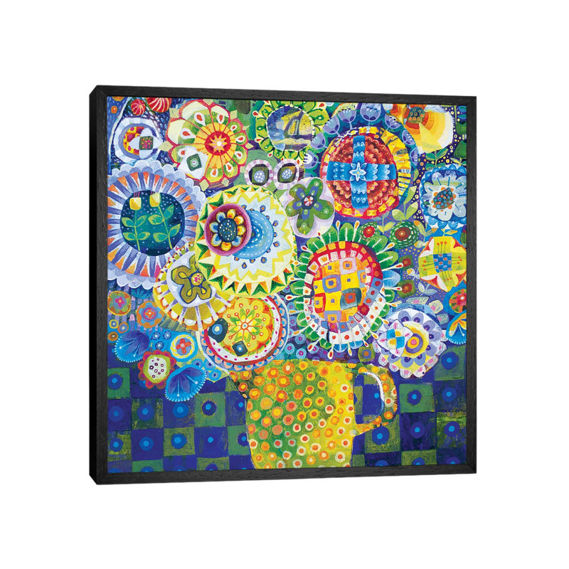 The Yellow Jug by Imogen Skelley - Painting on Canvas, 45.72cm H x 45.72cm W x 3.81cm D, Black Framed