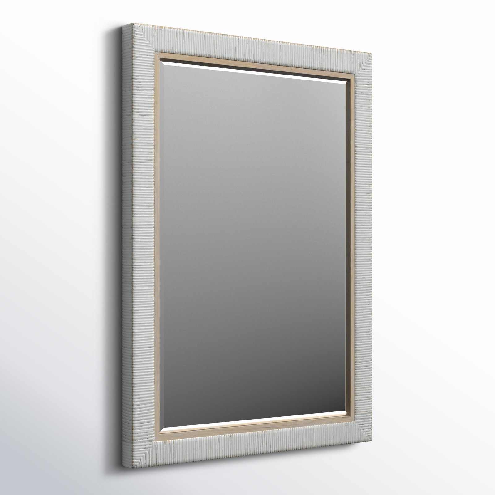 Adrianne Rectangle Rattan Wall Mirror, Silver/Brown