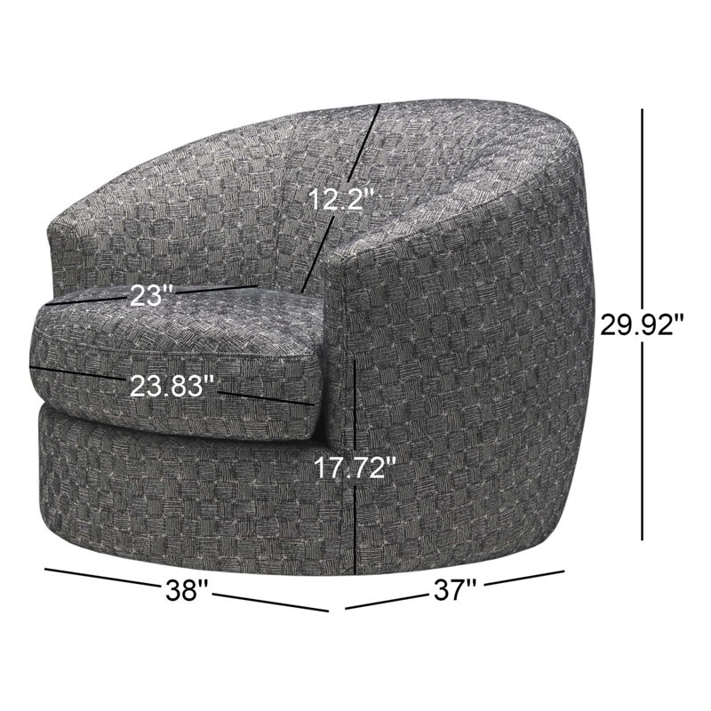 Modern Accent Chair, Black Chenille