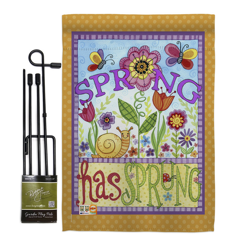 « spring spring », impression de polyester vertical de polyester de 2 côtés 19 po x 13 po ensemble de drapeau