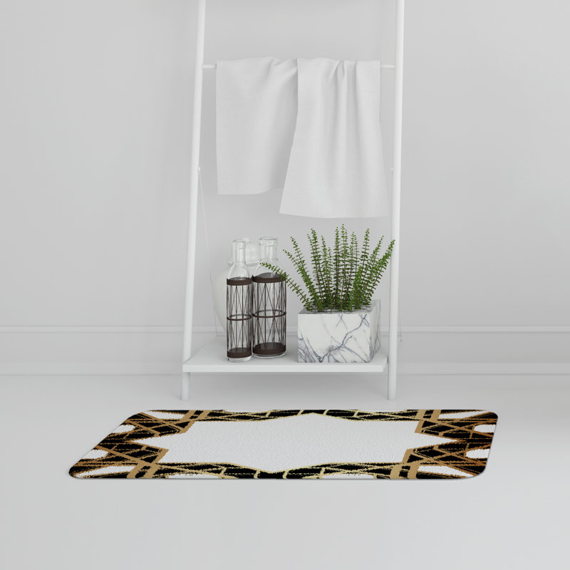 Ajeet Non-Slip Bath Rug, Golden Octagon Frame