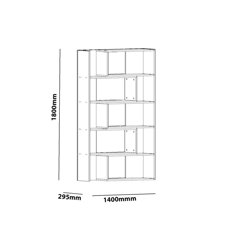 Modern White Bookshelf, 5-Tier, 55.1 x 70.9 x 11.6 inches | 100% Melamine Coated Particle Board, Thickness: 0.7 inches | Wall-Mountable Design, Numerous Shelves for Storage & Display | Elegant & Functional Home Decor